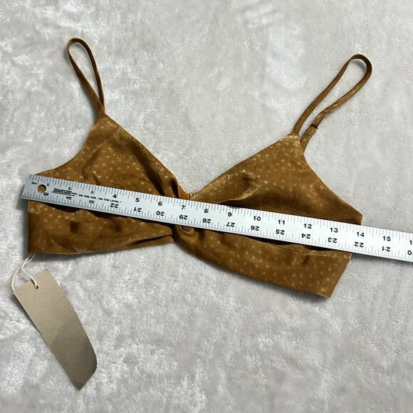ACOA Bralette Crop Top Women's Small Brown Strappy Twisted Front Elastic Back - Picture 6 of 7